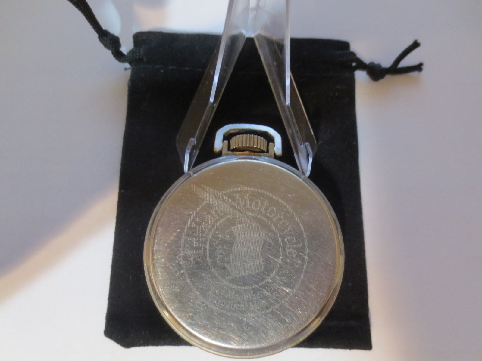 1947 16s Pocket Watch Indian Motorcycle Theme Dial & Case Runs Well.