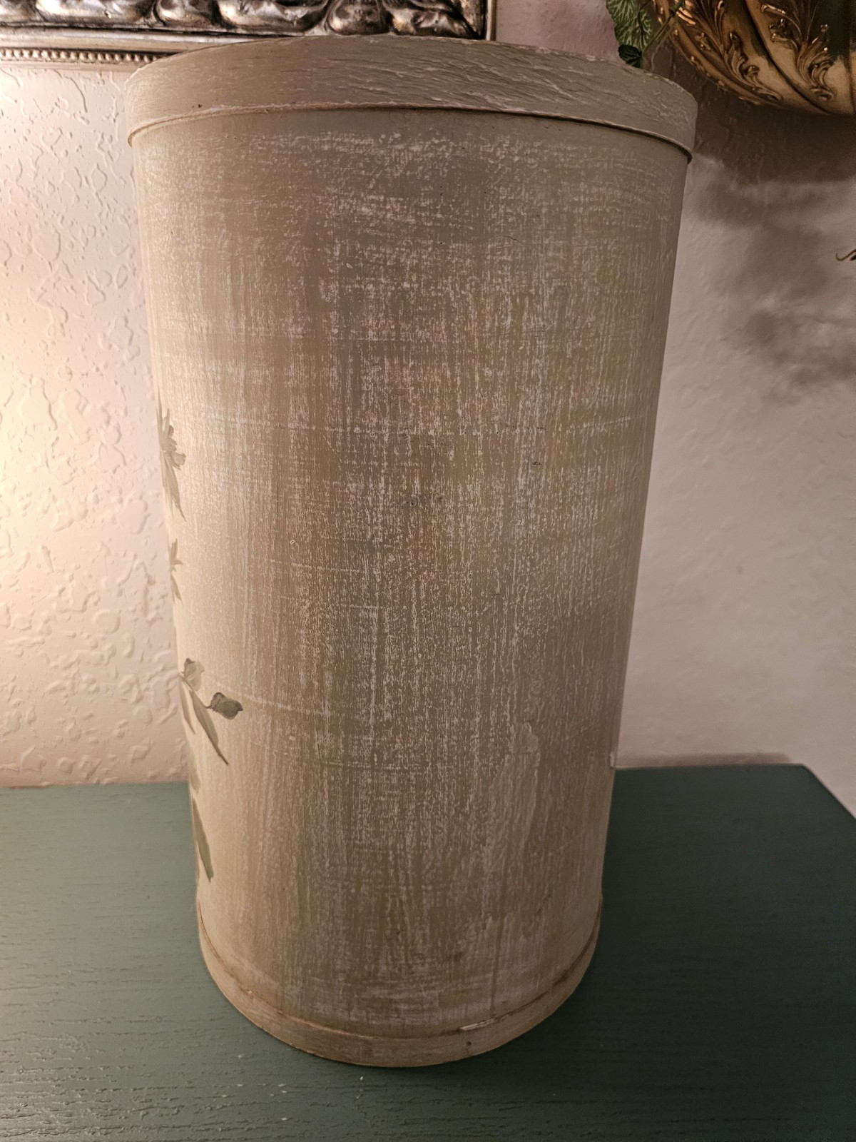 Vintage Wooden Umbrella Stand W/Painted Floral Design, 16.5" Tall-Very Good