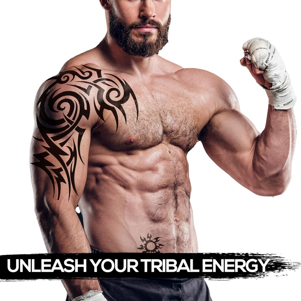 2 Sheets Large Totem Temporary Tattoos for Men and Large, (2 Sheets)