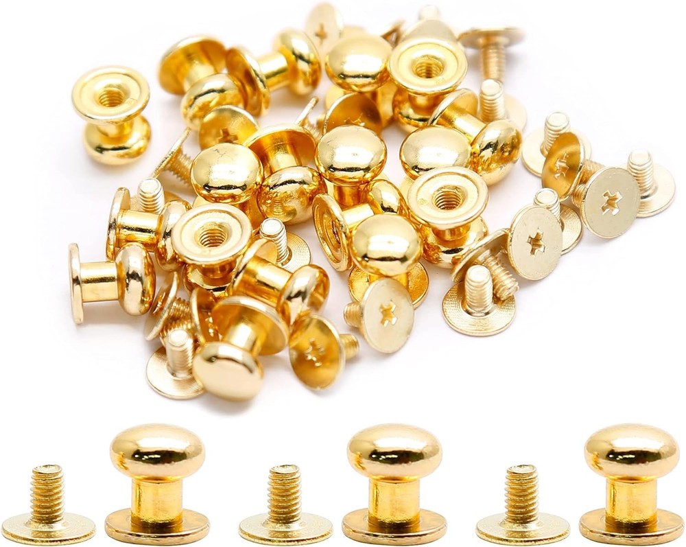 36 Sets Chicago Round Head Button Phillips Screw Stud Rivet for DIY Craft