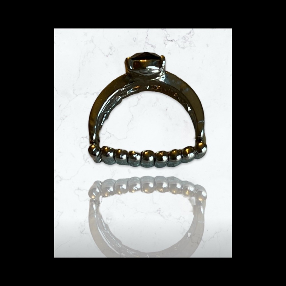 Crowned Victor Black Stone Silver Ring