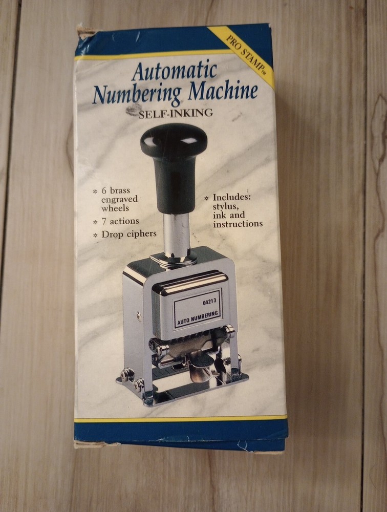 Self Inking Automatic NUMBERING STAMP MACHINE WITH INK AND STYLUS