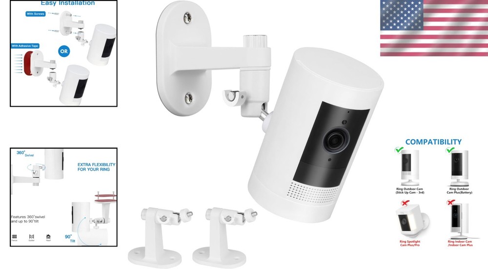 Lightweight Adjustable Wall Bracket for Ring Outdoor Camera - Easy Installation