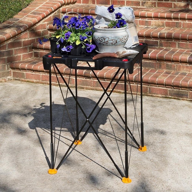 Lightweight Portable Workbench 300lbs Folding Table W/ Clamps & Link Locks Black