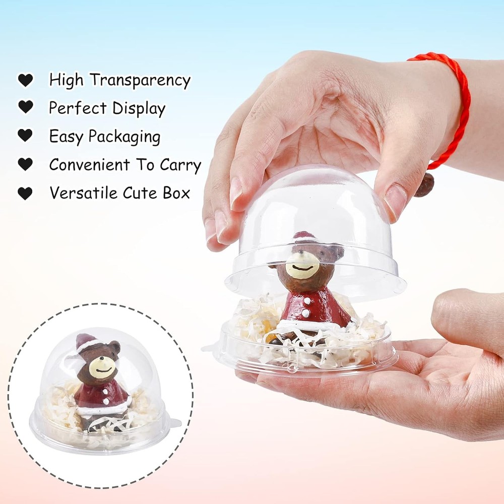 100Pcs Clear Plastic Mini Cake Boxes with Dome Lids, Mini