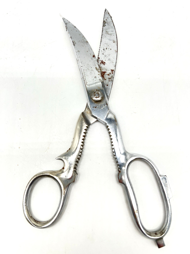 Vintage VIM Italy Curved Blade Kitchen Shears Scissors - Silver