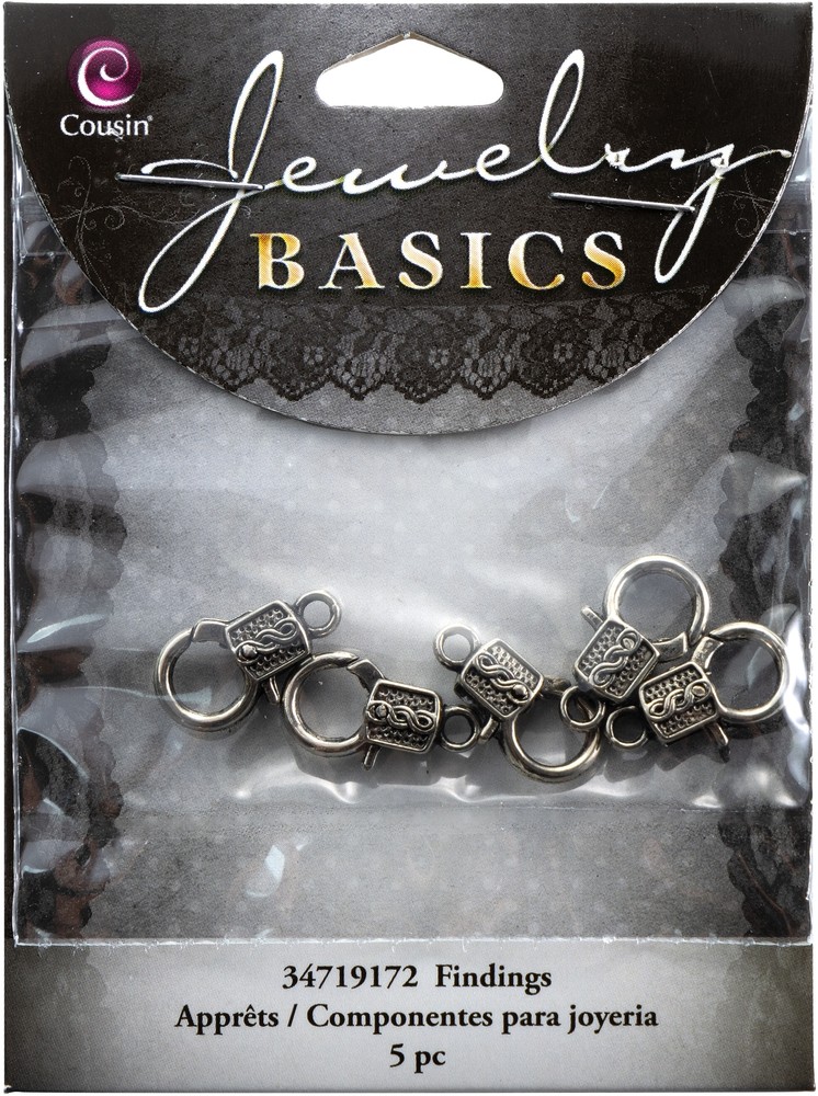CousinDIY Jewelry Basics Medium Deco Lobster 5/Pkg-Silver