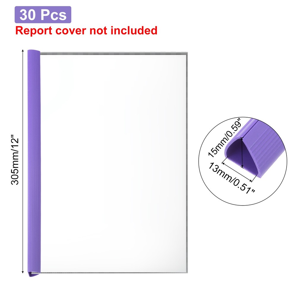 30Pcs 13x15mm Binding Bars, 120 Sheets Capacity, Purple