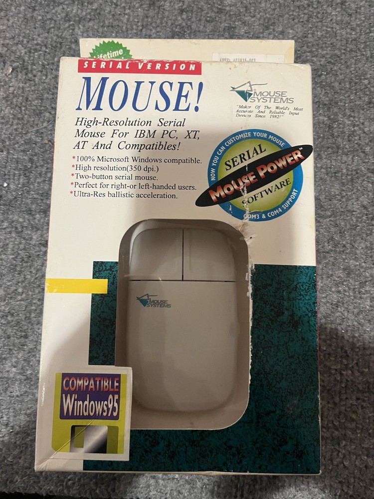 1993 High Resolution Serial Mouse Systems For IBM PC XT New Sealed