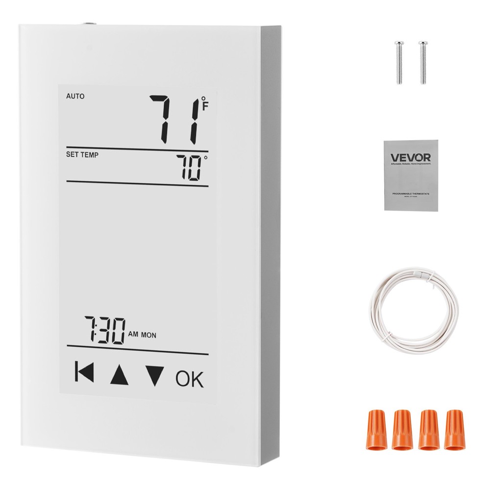 VEVOR 7 Day Programmable Thermostat for Underfloor Heating Pump LCD Touchscreen
