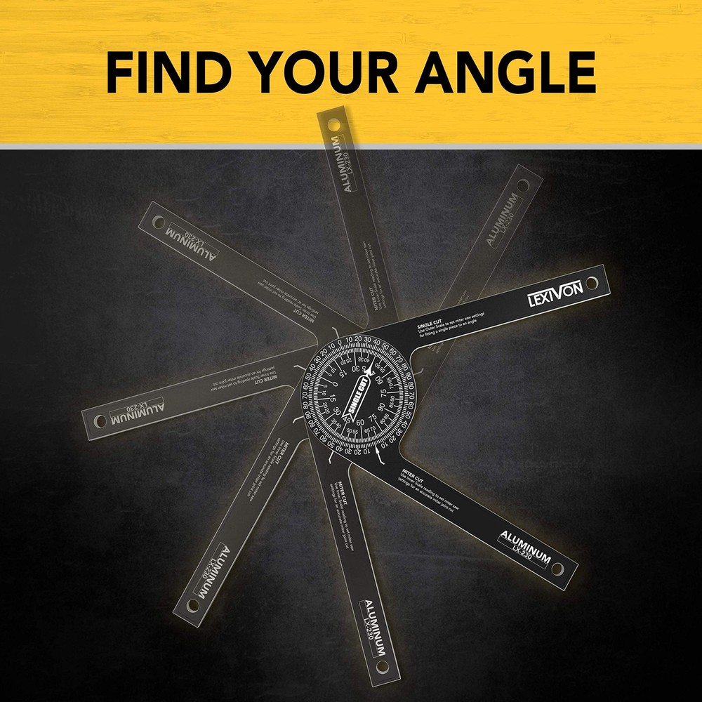 Aluminum Miter Saw Protractor | 7inch Rust Proof Angle Finder Featuring Precisio
