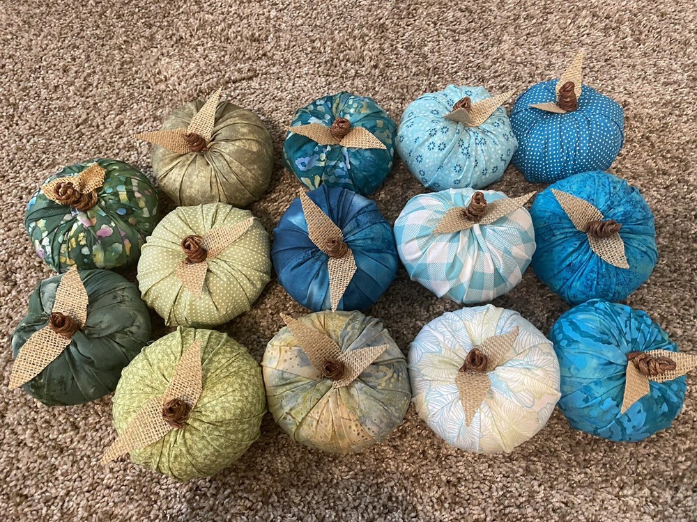 Custom Cloth Pumpkins in coastal colors