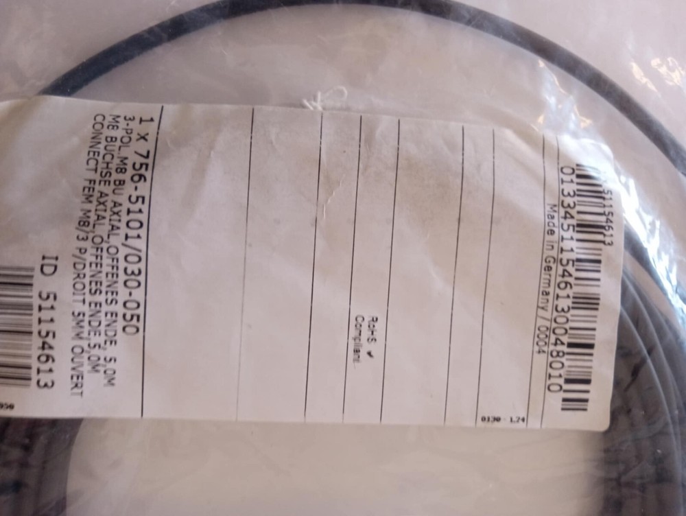WAGO 756-5101/030-050 Sensor/Actuator cable; M8 socket; straight; 3-pole;
