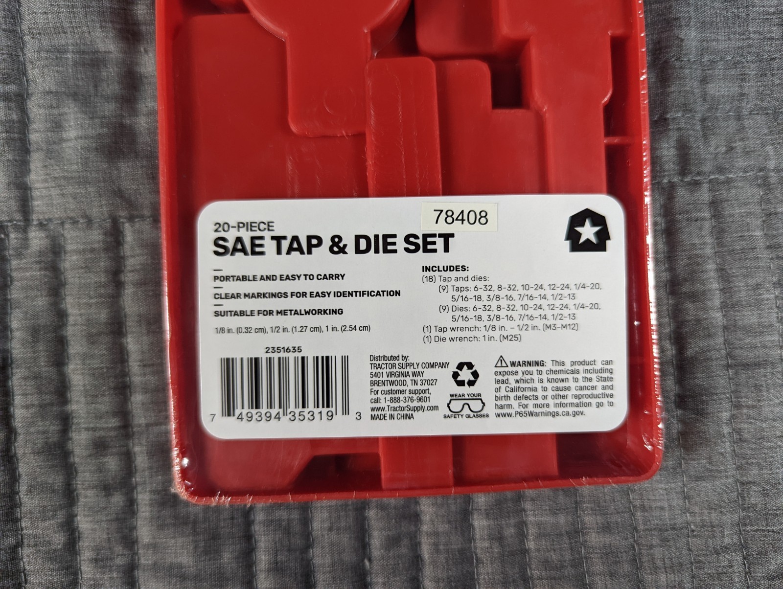 SAE Tap and Die Set 20 Piece