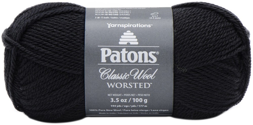 Spinrite 244077-226 Classic Wool Yarn-Black (5Pk)