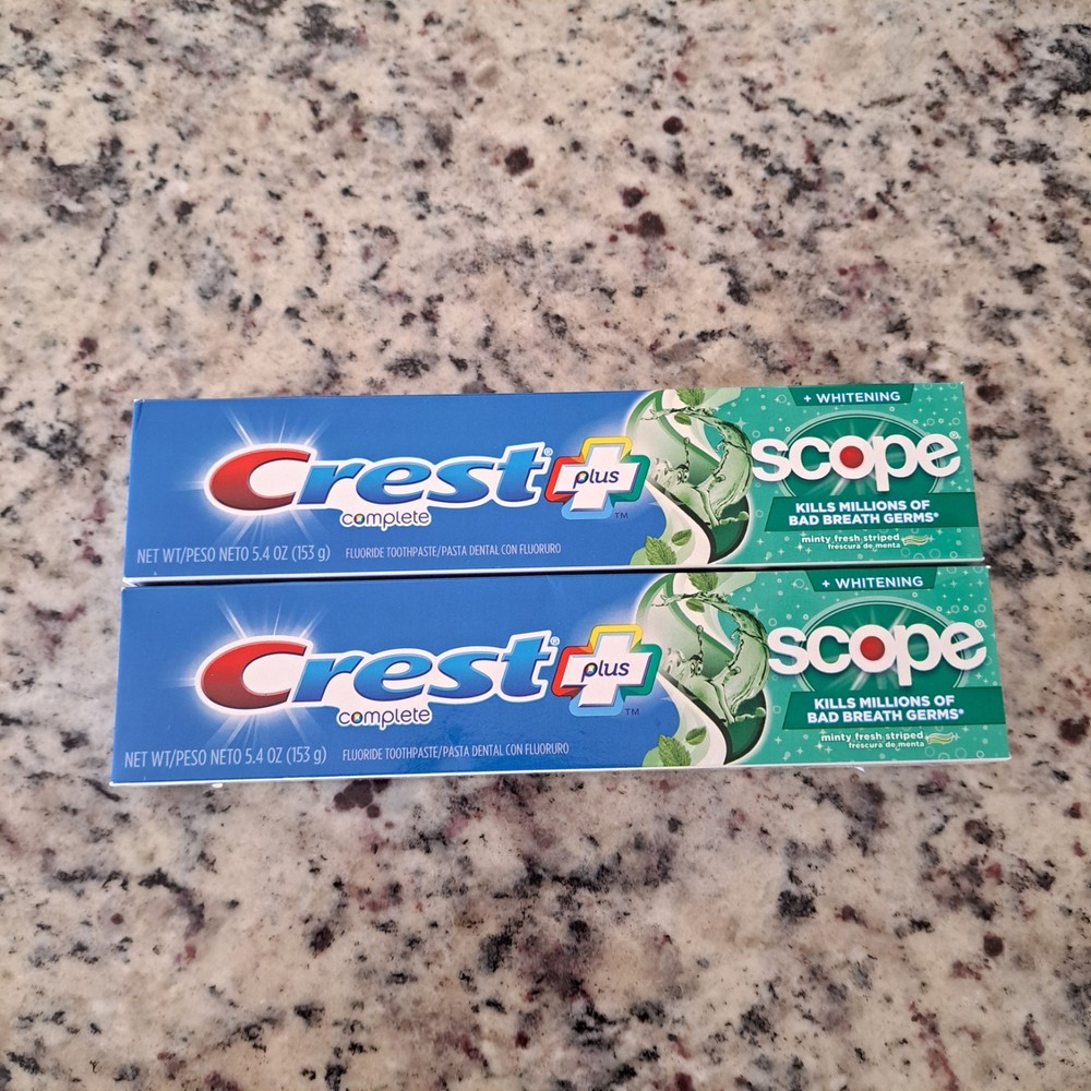 Crest Complete PLUS Scope Toothpaste 153 g (2 PK) Minty Fresh Striped EXP 4/26