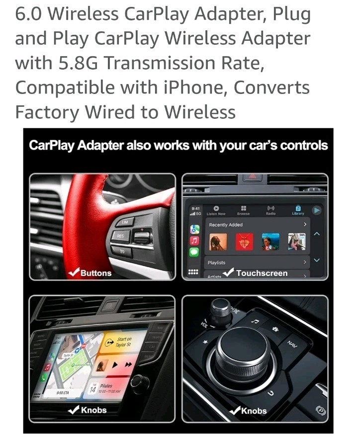 Wireless CarPlay Adapter USB Dongle For iPhone Apple Wireless Carplay Plug &Play