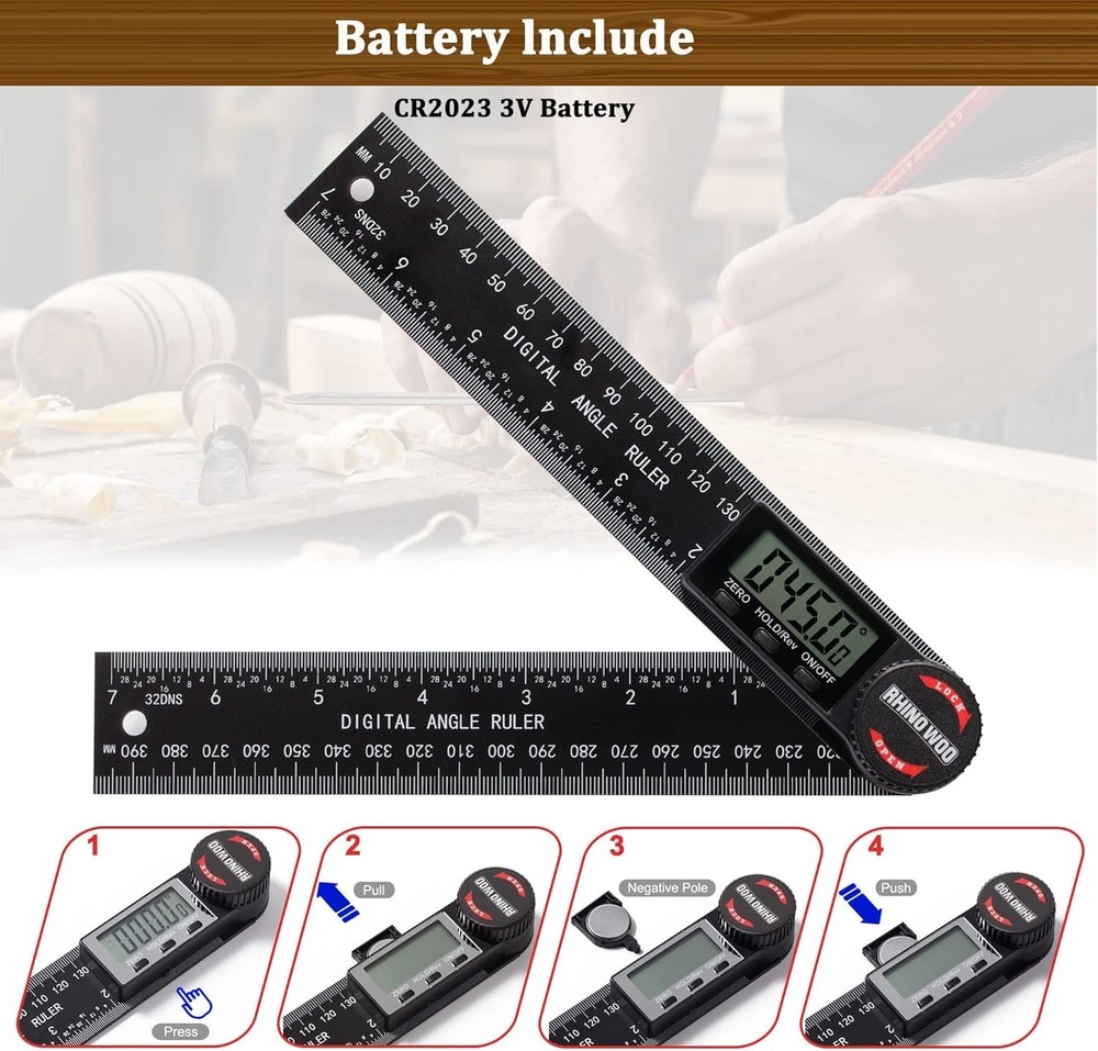 Compact Digital Protractor with High-Contrast Display - Perfect for Carpenters