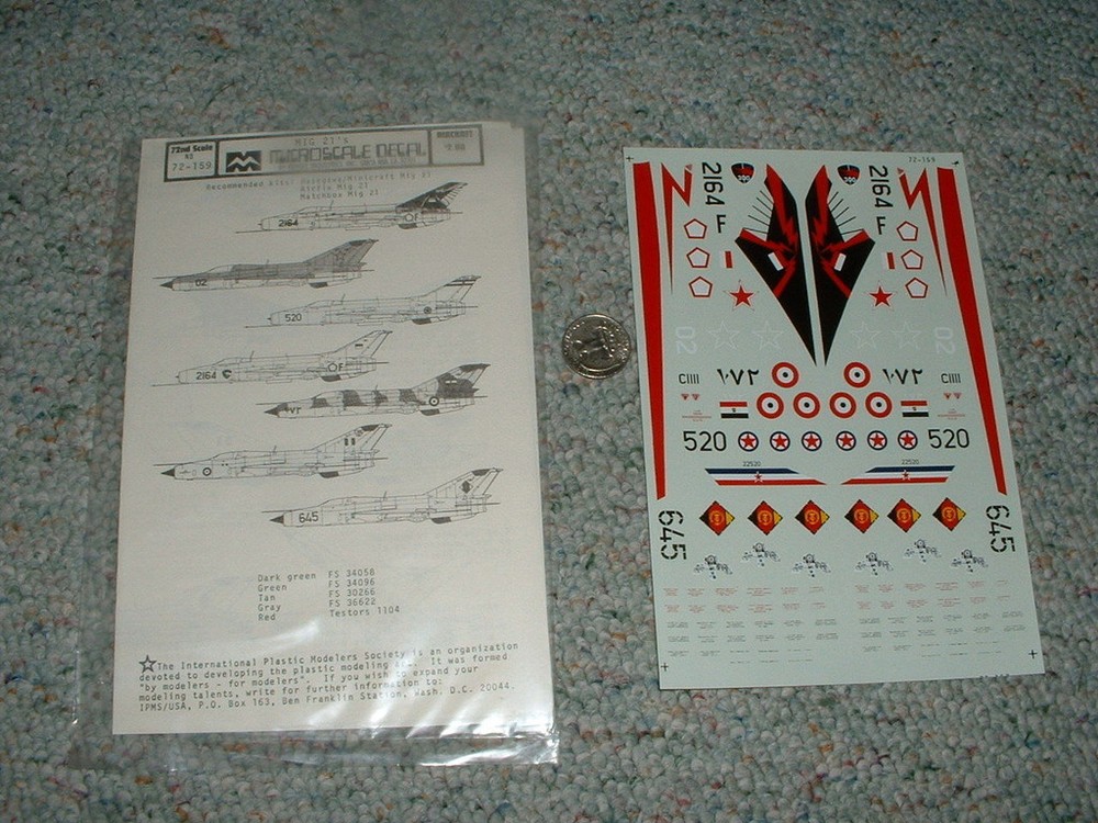 Microscale decals 1/72 72-159 Mig 21's  E21