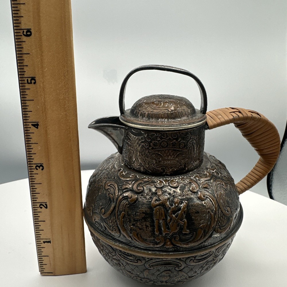 Antique E.G. Webster & Sons Repoussé Silver Plate Pitcher Figural Thermos