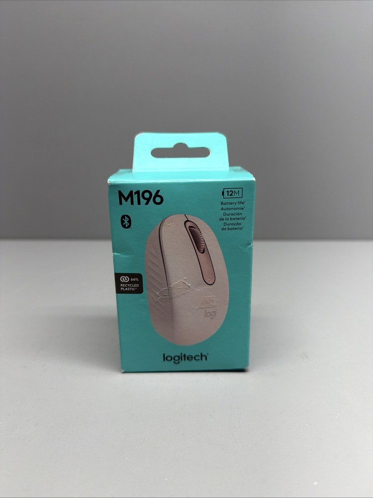 Logitech M196 Lightweight Bluetooth Wireless Optical Mouse Pink/Rose Compact New