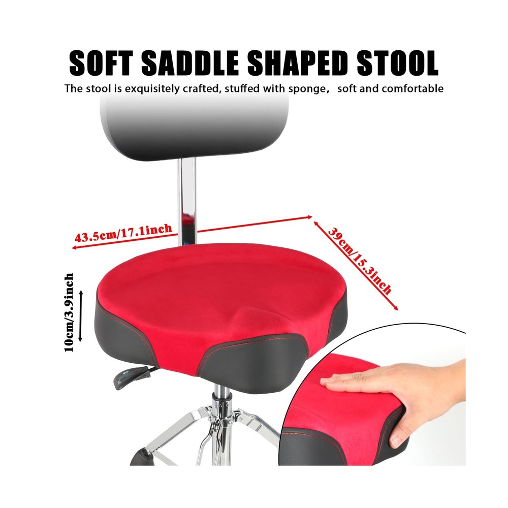 EASTROCK Drum Throne with Backrest,Heavy Duty Drum Stools Height Adjustable M...