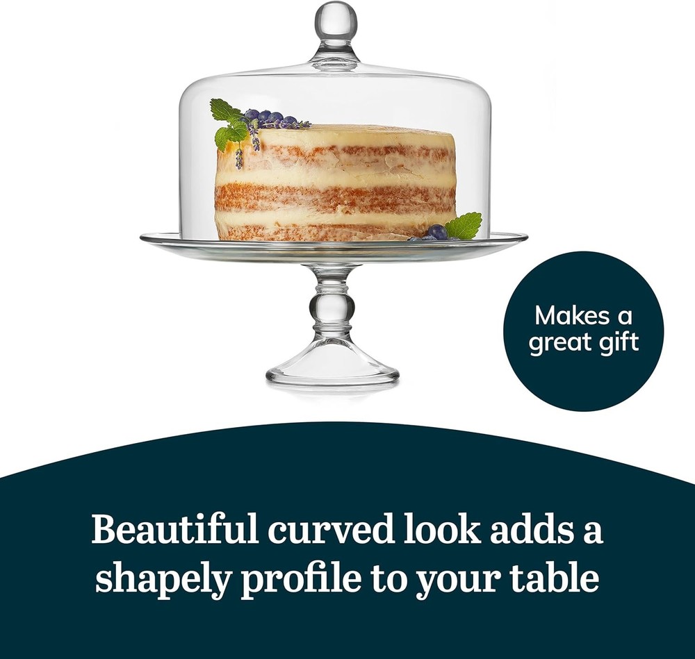 Cake Stand with Dome Glass Server Elegant Display Dessert Serving Dish