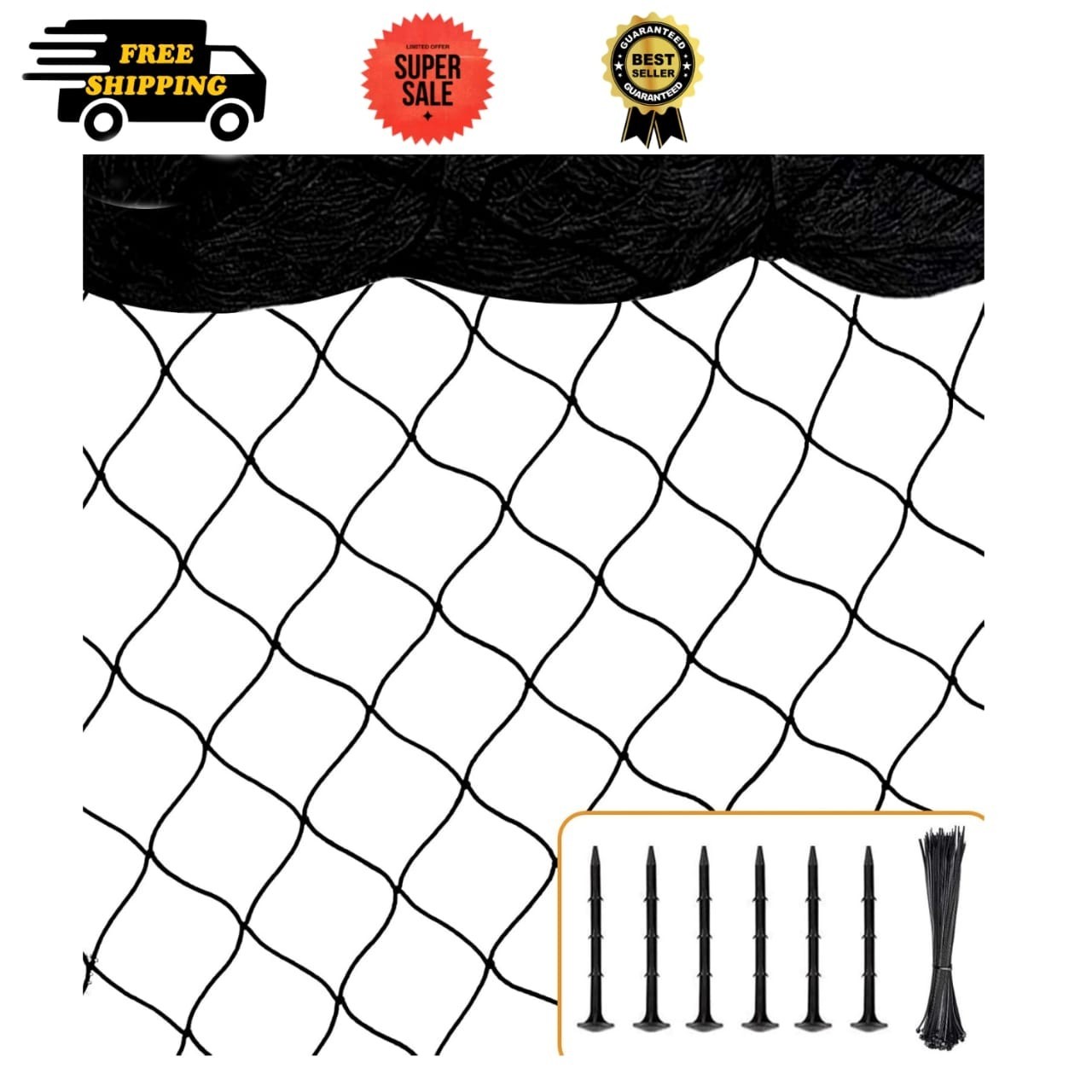 Premium Aviary Netting 25x50 FT – Heavy Duty Nylon Bird Net with 1" Mesh