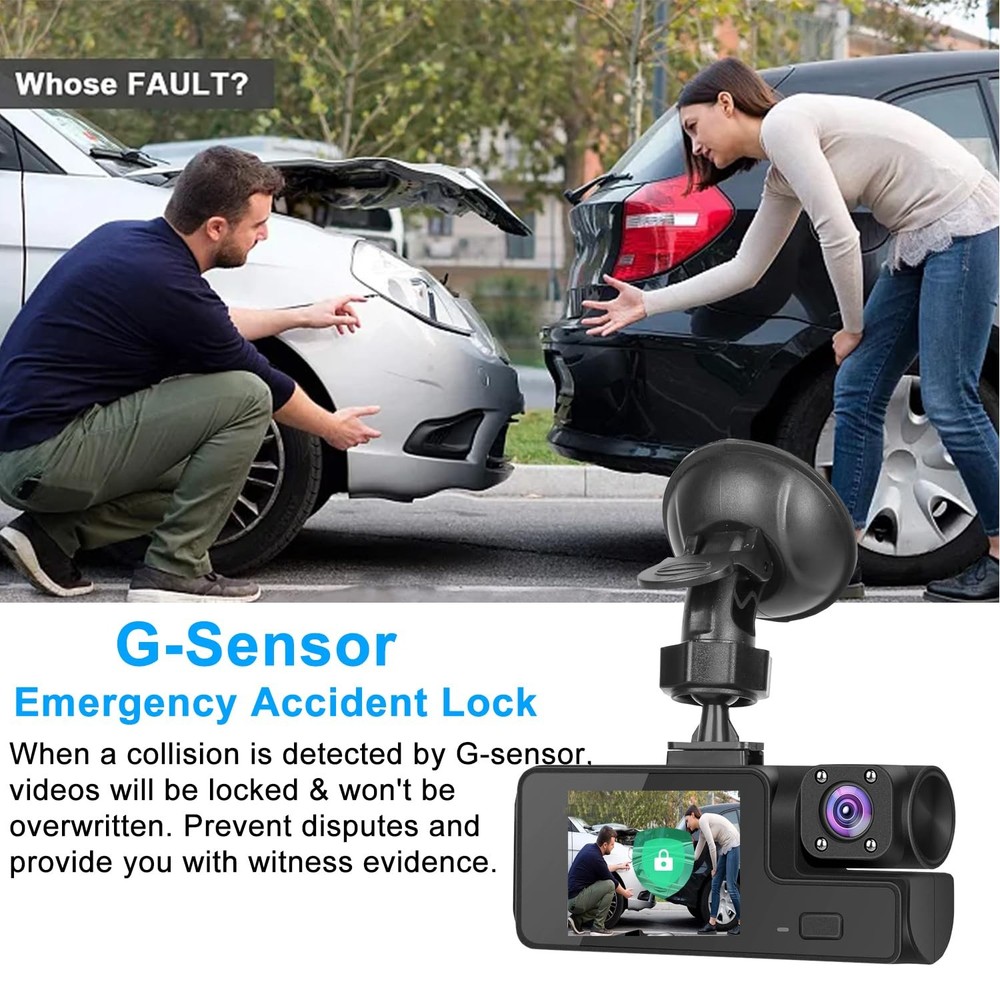 1080P Dual Dash Camera for Car Front and Inside Dashcam Security Black