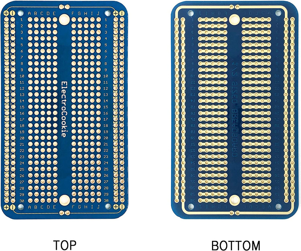 Electrocookie Solderable Breadboard PCB Board for Electronics Projects Compatibl
