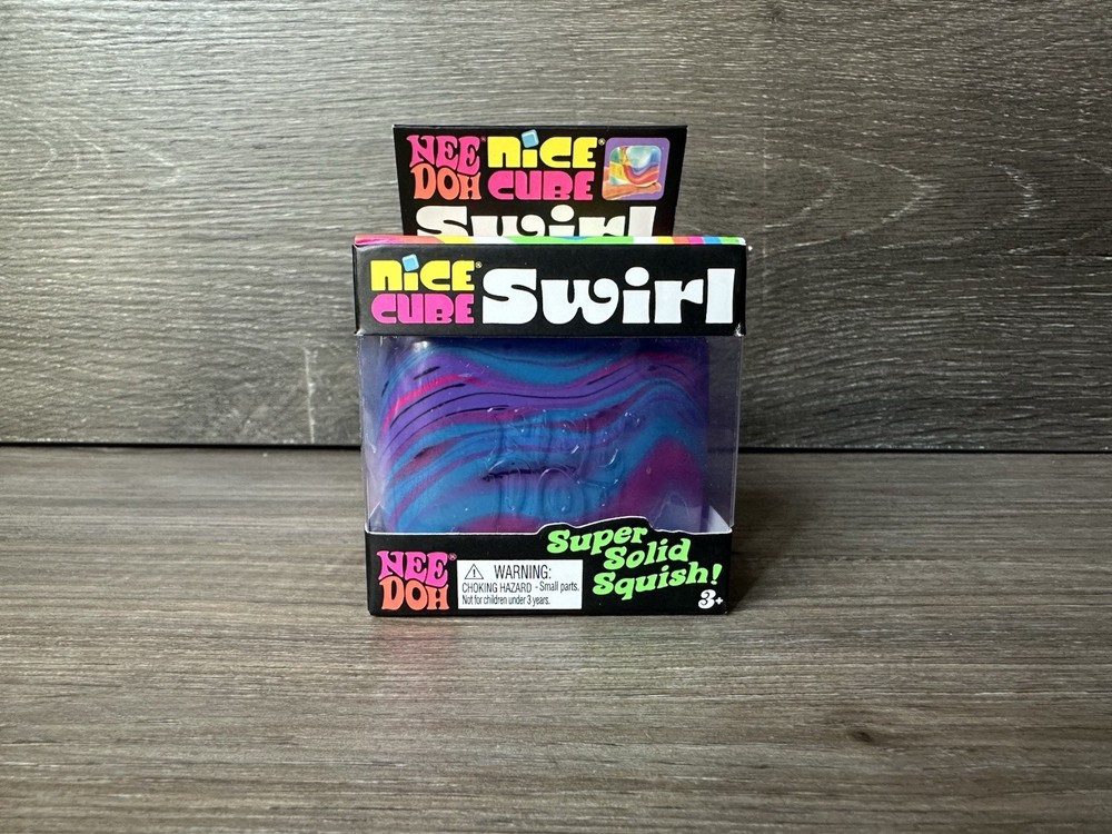 PURPLE BLUE Schylling NeeDoh Nice Cube Swirl. Super Solid Squish AUTHENTIC
