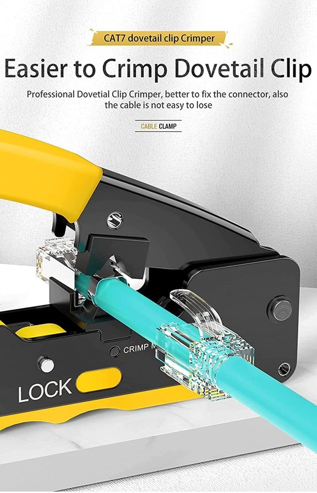 Ethernet Crimp Tool Kit - Cat5/Cat6/Cat7 Network Crimper with Cable Tester, Mini