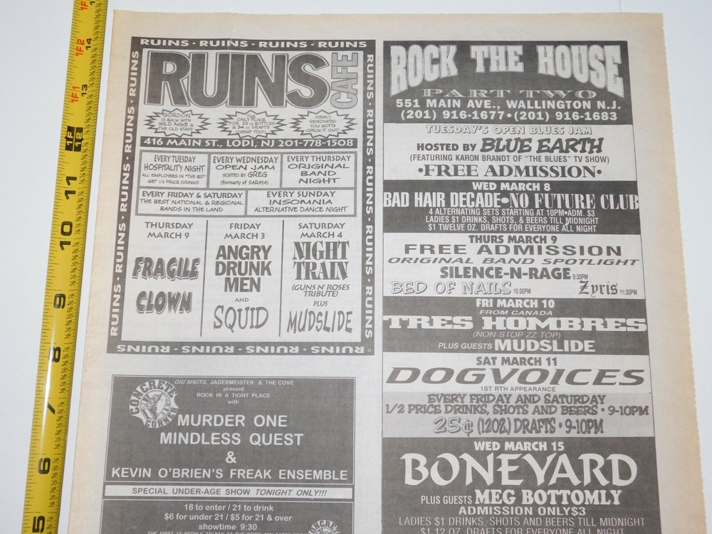 Kiss ACE FREHLEY Concert Ad Advert Rock The House NJ Mar 17 1995 Vintage Kiss C