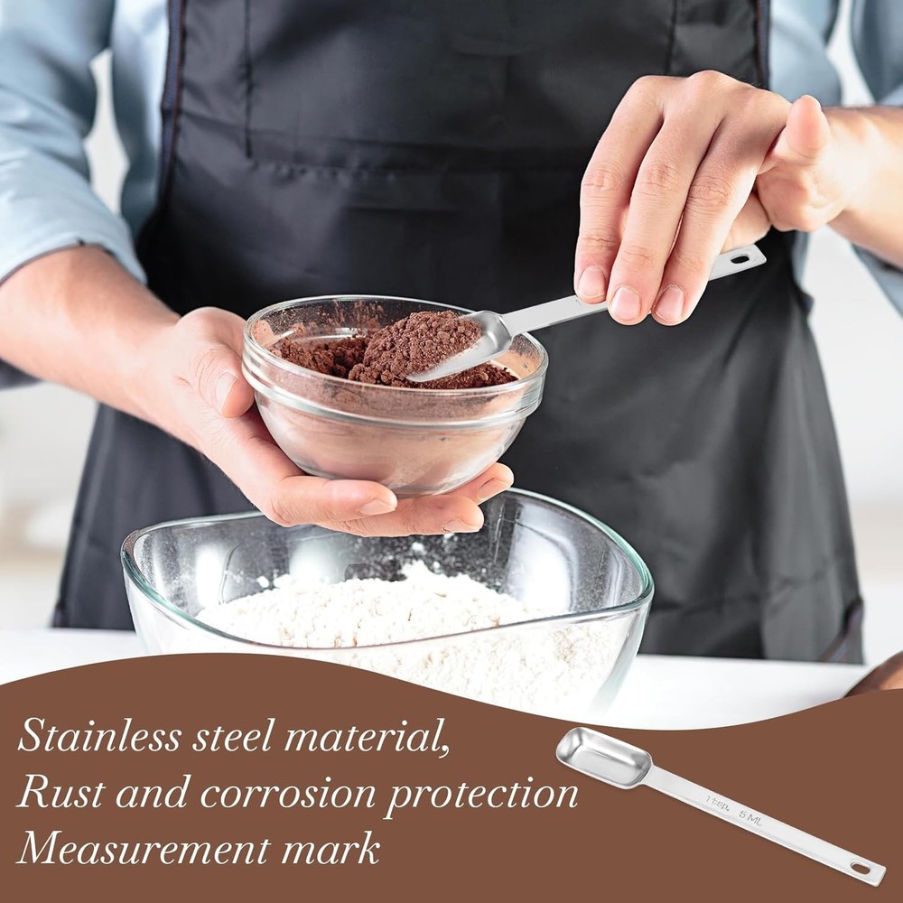 Stainless Steel Measuring Spoons Set - 2 Pcs 1 Teaspoon 5 ML Rectangular