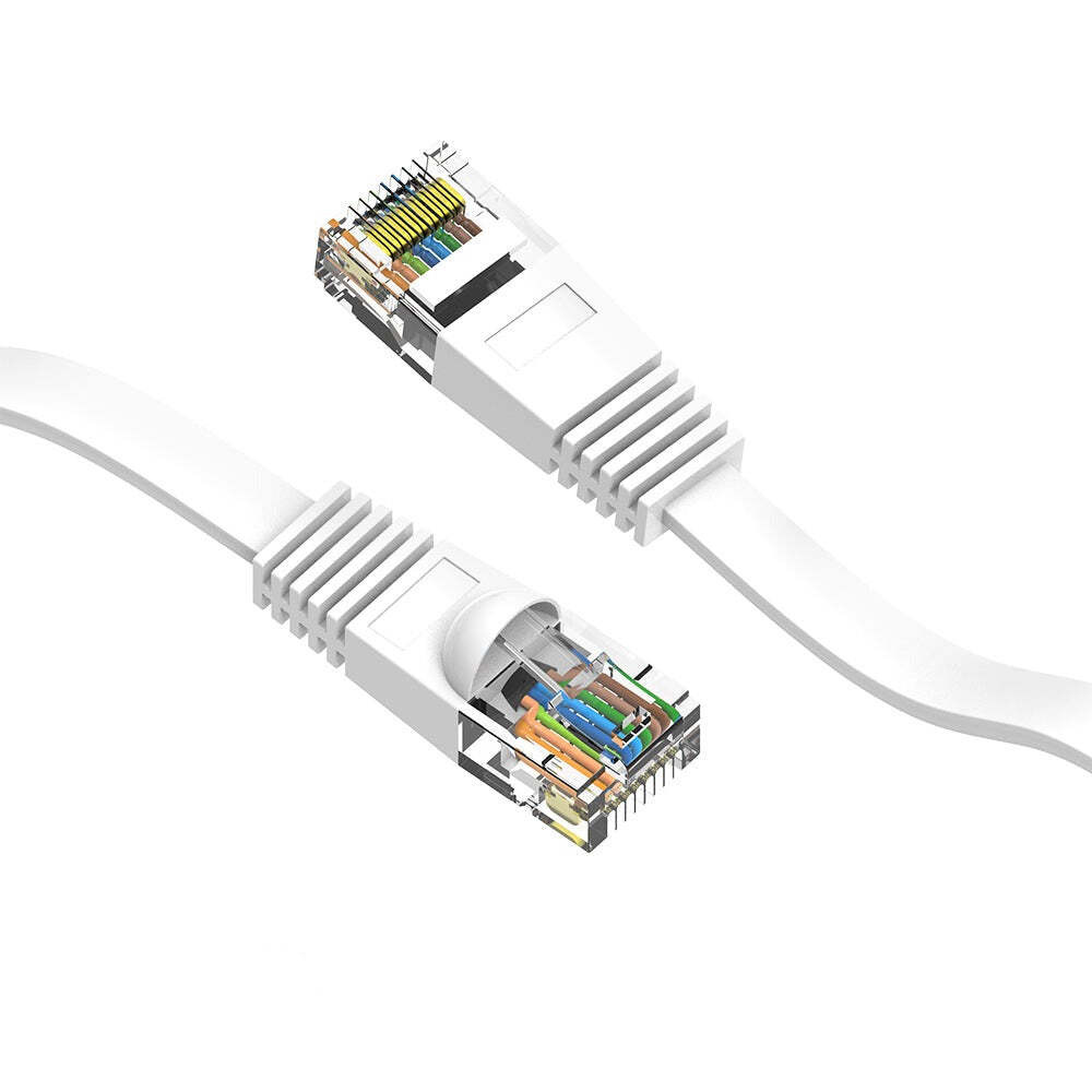 7Ft CAT6 Flat Ethernet Network Cable White