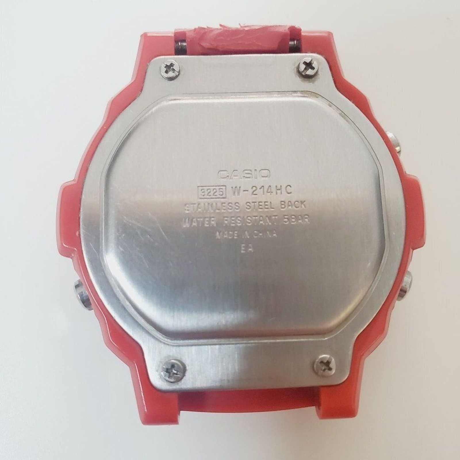 Casio Illuminator 3225 W-214HC Mens Digital Watch Red For Parts USE