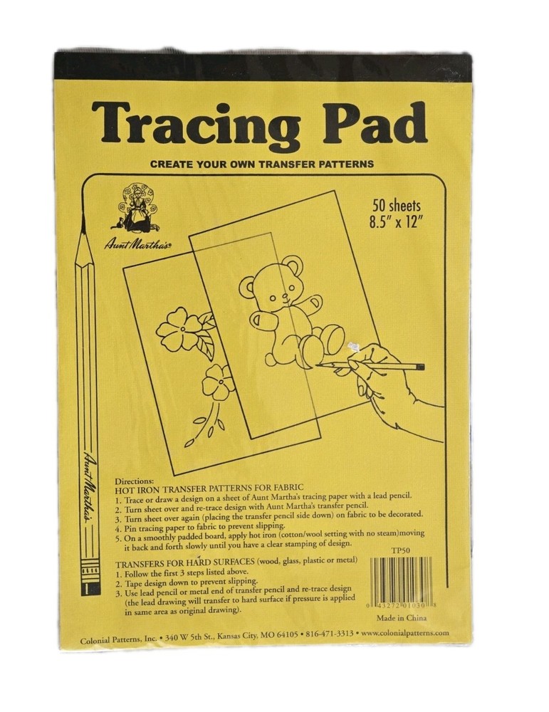 Aunt Martha's Cilonial Patterns#039 Tracing Paper Pad 50 Sheets