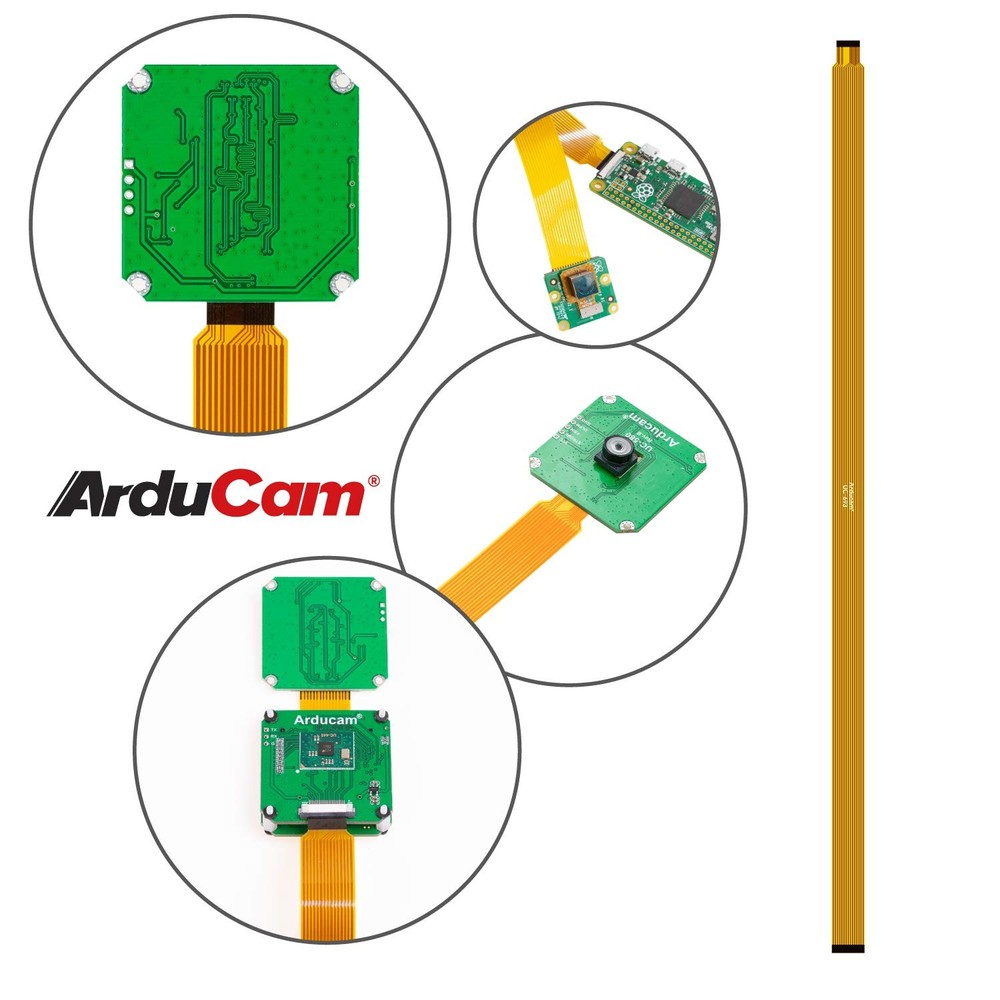 for Raspberry Pi Zero Camera Cable Set 2 Pack 11.8" 30cm Ribbon Flex Extensio...