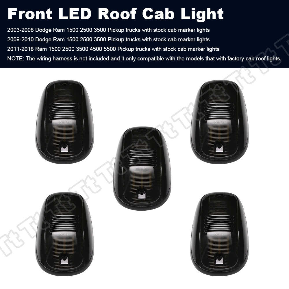 5x For Dodge RAM 1500 2500 3500 Smoked Rooftop Cab Running Marker Light LED