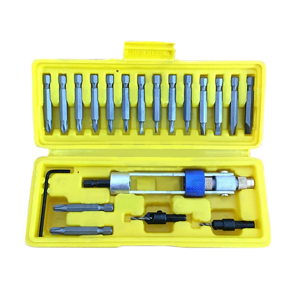 20pcs HSS Countersink Drill Bit Driver Swivel Head Quick-Change Tool Set sale