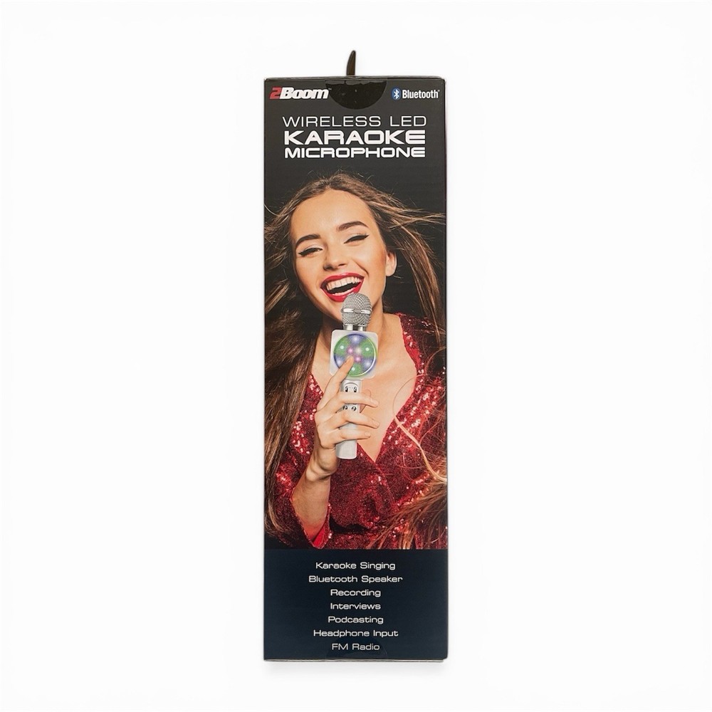 2Boom Wireless LED Karaoke Microphone Bluetooth Rechargeable Portable
