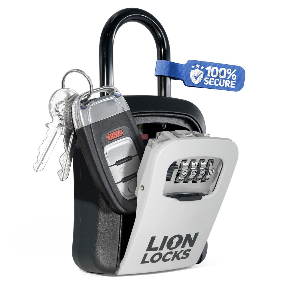 Key Lock Box for Keys with Code, 4 Digit Combination Lockbox for Keys Outdoor...