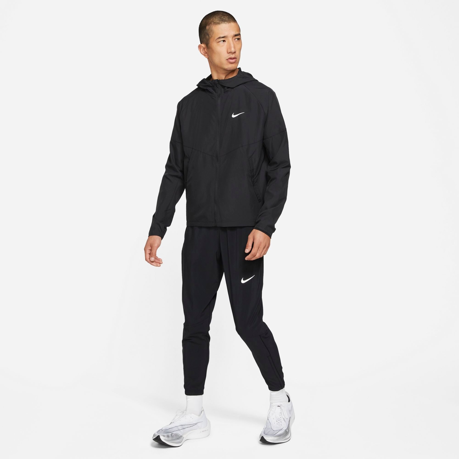 Nike Mens Team Miler Running Lightweight Rain Jacket w Hood Black M DH8109-010