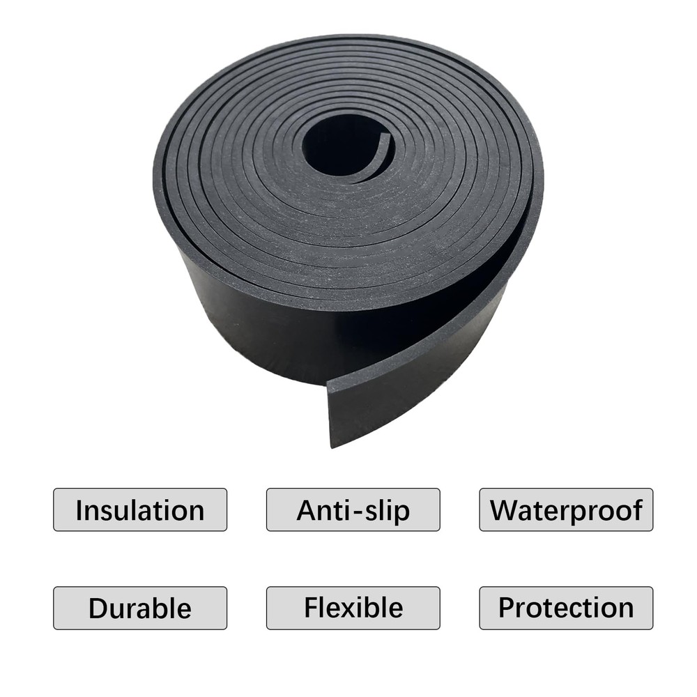 Solid Rubber Strips 1/8 (.125)" Thick X 2" Wide X 10'Long, Solid Rubber Sheet...