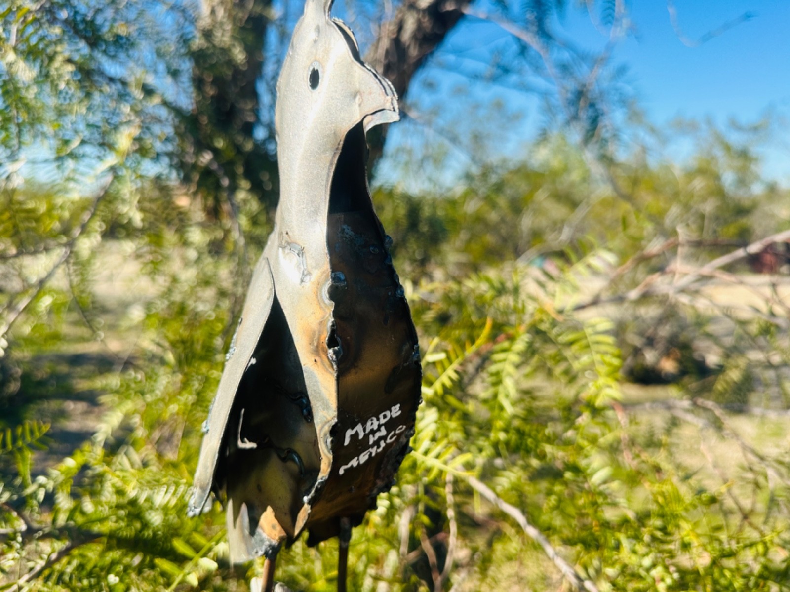 Handcrafted Rustic Metal Quail Yard Art