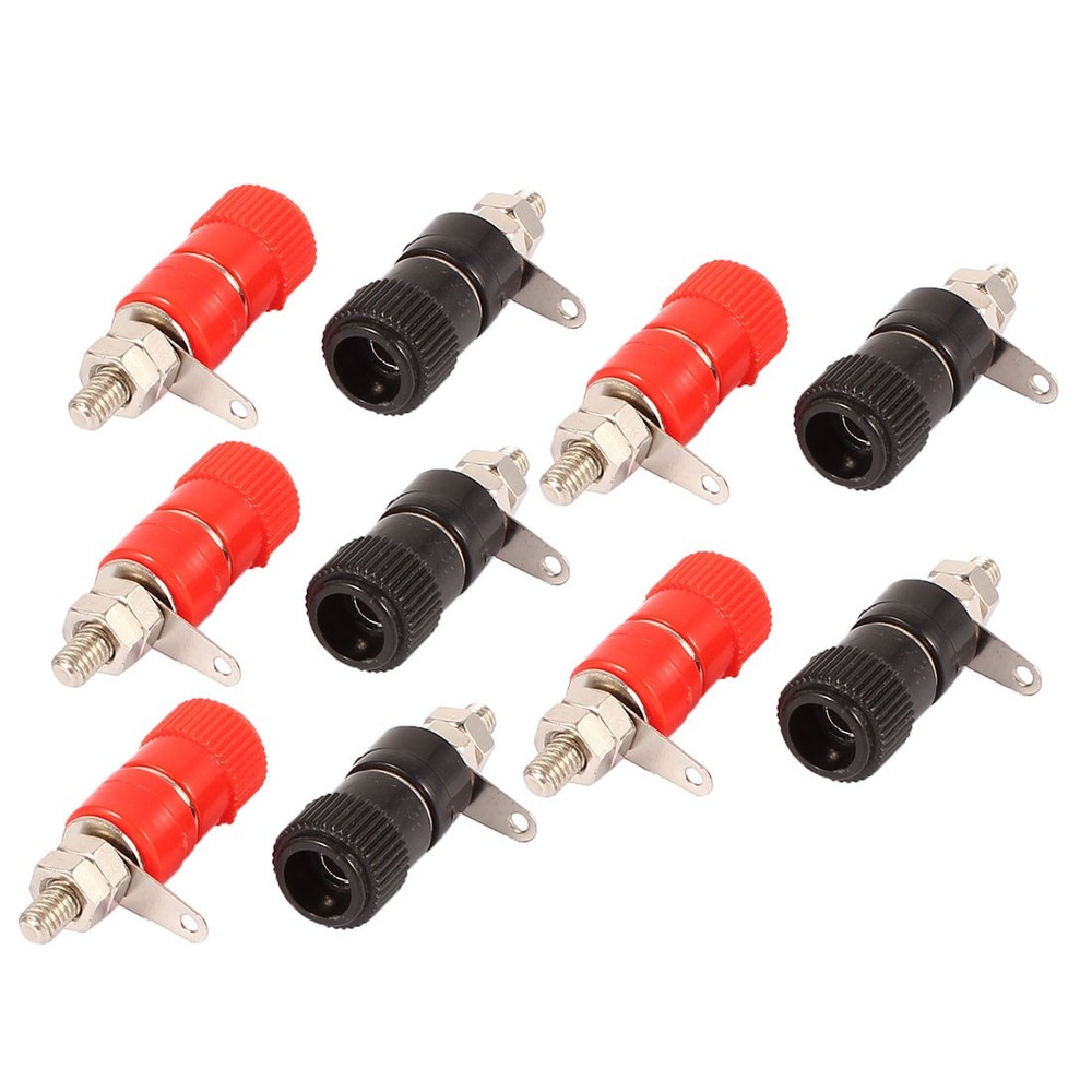 10 x 3.8mm Thread 4mm Banana Socket Binding Replacement Red Black