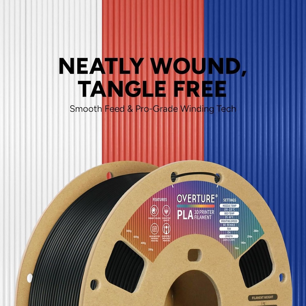 1.75mm 1kg PLA Filament - Dimensional Accuracy & Wide 3D Printer Compatibility