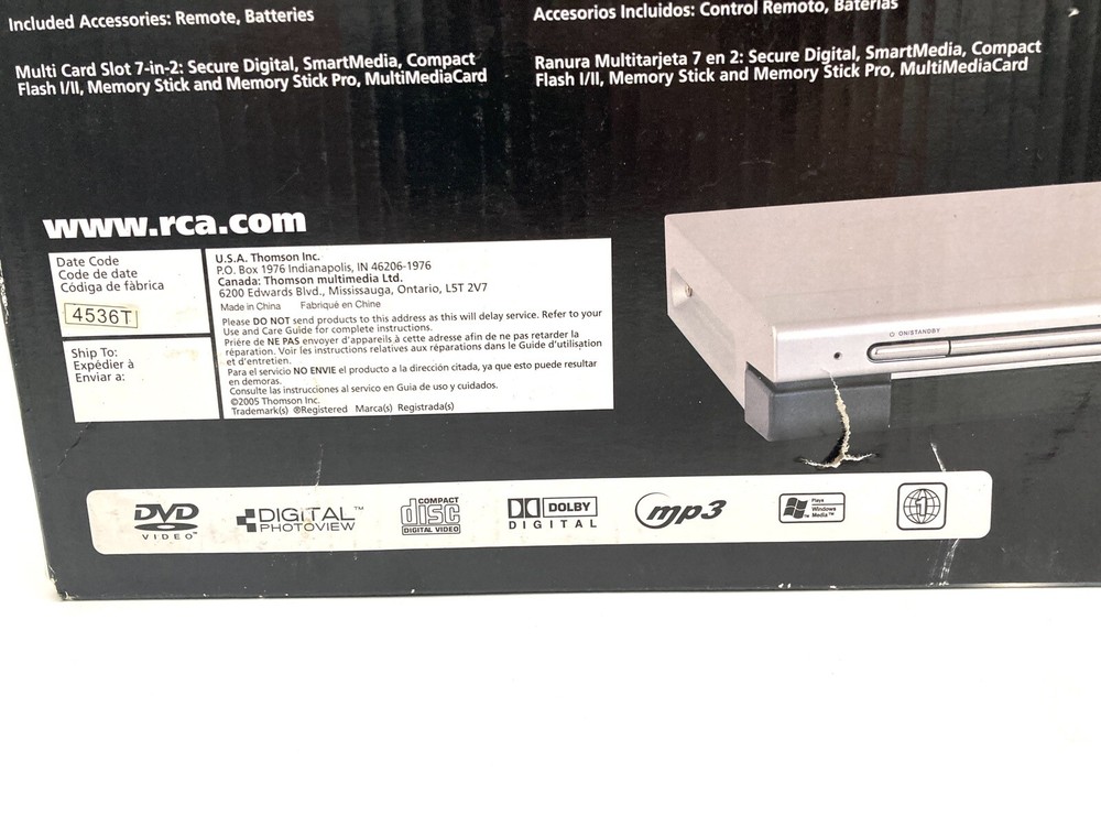 RCA dvd player DRC245N new Progressive Scan Card Reader