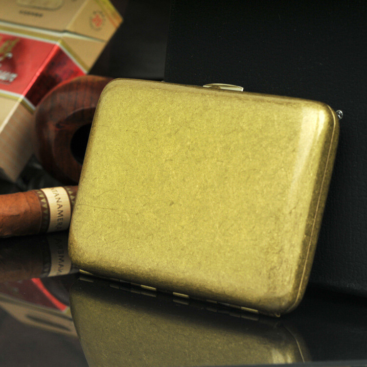 Vintage Solid Brass Copper Cigarette Case Holder Box Collectable Xmas Men Gift