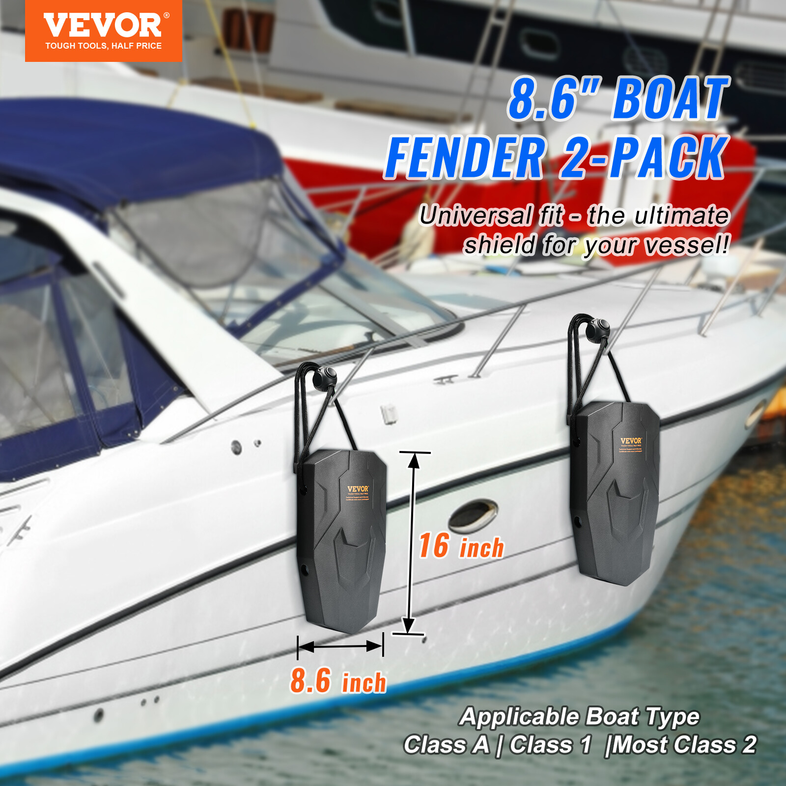 2 Pack Upgraded Boat Fenders Durable EVA Boat Bumpers Buoys Fender for Docking